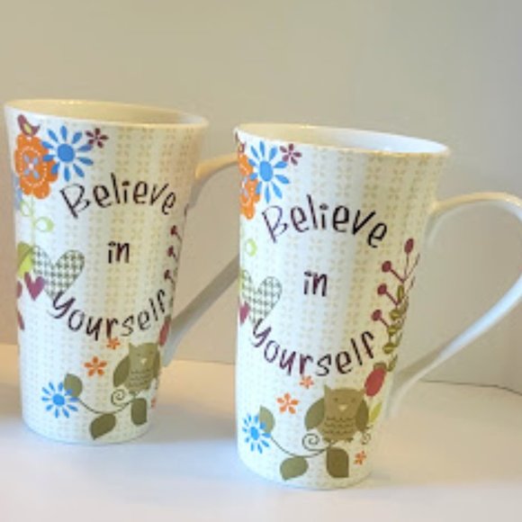 Set of 2, 222 Fifth Owl Believe in Yourself, Never Stop Dreaming Tall Coffee Mug - Picture 2 of 4